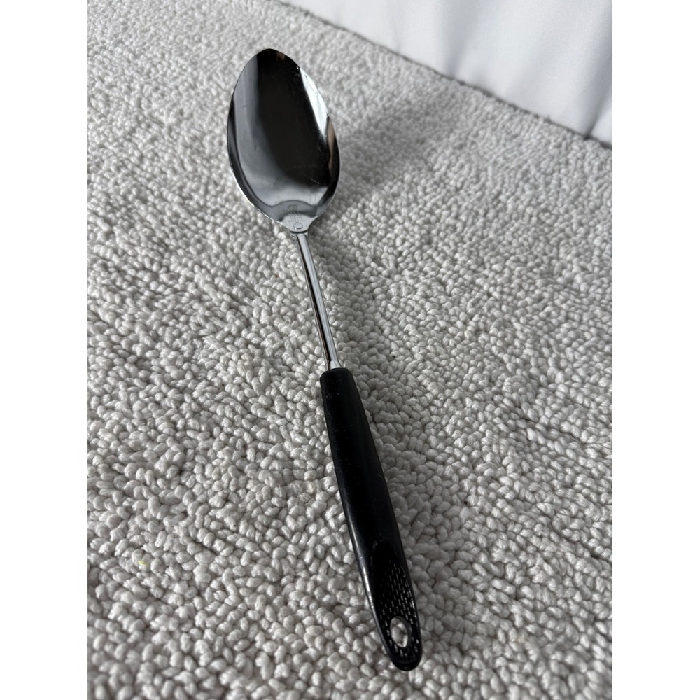 Vintage Ekco Chromium Plated Serving Spoon Black Handle Made in USA 12.25‎ Inch